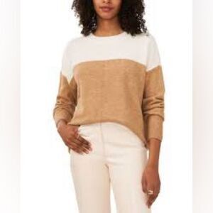 Vince Camuto color block oversized pull over crewneck sweater large